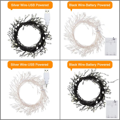 Remote Control Garland Fairy Lights 5V DC LED Firecracker Weaving String Light USB Battery Powered for Wedding Decoration