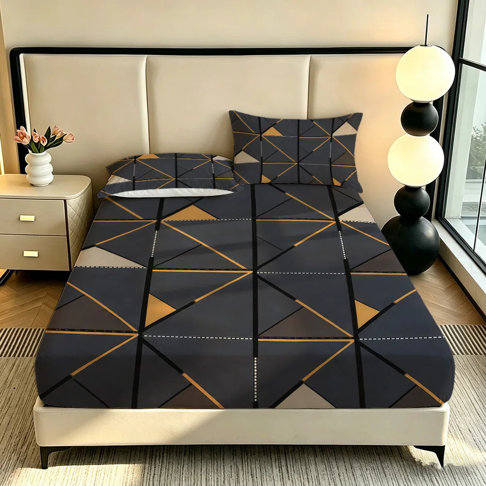 3pcs 100% Polyester Brushed Print Bedding Bedrooms Homes Hotels Soft Bed Sheet Set Without Core 1Bed Sheet 2 Pillowcases