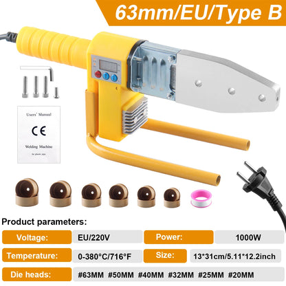 800/1000W Pipe Welding Machine 220V Pipe Welding Iron PB/PP/PE/PPR Pipe Welding Tools, Home Water Pipe Plastic Welding Tools