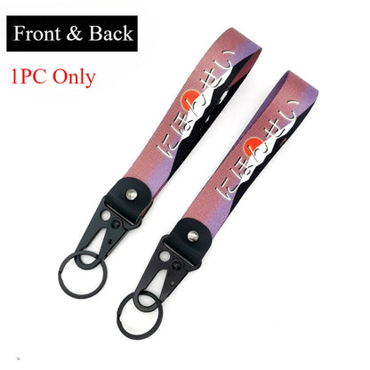 JDM Style Ukiyo-e Crane Keychain Racing Modified Nylon Motorcycle Keyring Auto Key Holder Accessories