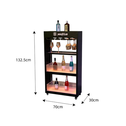 Mobile Stainless Steel LED Champagne Wine Rack Bar Lighting Import Liquor Display Cabinet Pub Liquor Display Cabinet
