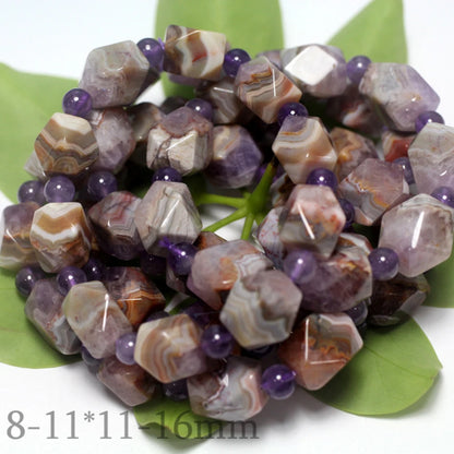 Meihan Top Natural Dunhuang Auralite Amethyst Quartz Bracelet Faceted Irregular  Beads Jewelry Gift Fortune Stone