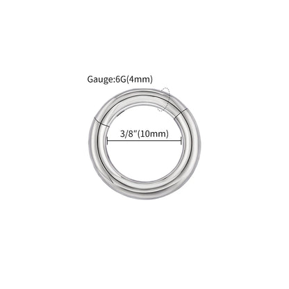 Right Grand ASTM F136 Titanium Large Gauge 6G 8G 10G Single Hinged Clicker Segment Hoop Ring Septum Nose Piercing