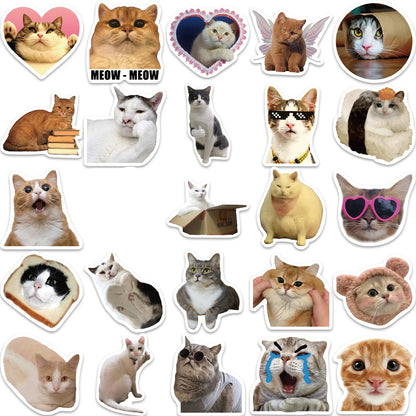 50PCS Cute Cat Stickers For Skateboard Scrapbook Water Bottle Laptop Luggage Kids Toys Vinyl Waterproof Funny Cats Decals