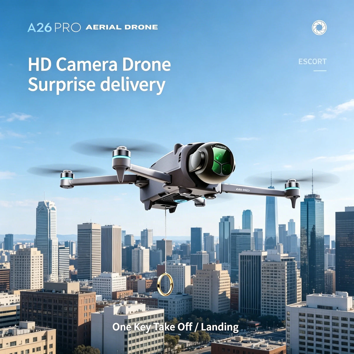 Original A26 Pro FPV HD Drone  4K Triple Camera Brushless Motor Obstacle Avoidance Foldable RC Quadcopter Drone for Adults Kids