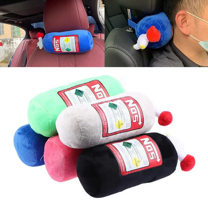 Car Seat Neck Pillow Creative NOS Nitrous Oxide Bottle Soft Plush Car Headrest Car Decoration Neck Support Seat Cushion