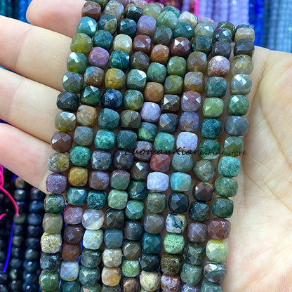 Natural Stone 7-8MM Faceted Square Lapis Lazuli Loose Cube Spacer Beads for Jewelry Making Diy Earrings Bracelets Accessories