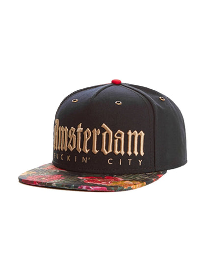 FINDPRO A-Dam Cap Golden Letters Flower Snapback Adjustable Sun Baseball Hat for Men Women Adult Outdoor Casual