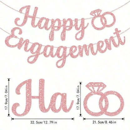 1set Happy Engagement Banner Bunting with Garland Party Decorations Bridal Wedding Engagement Party Supplies