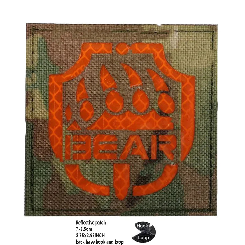 PVC Rubber Patch USEC Team Badge BEAR Magic Armband IR Reflective Tactical Morale Backpack Hook and Loop Patches for Clothing