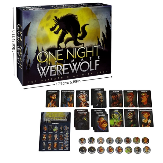 One Night Ultimate Werewolf Board Game, Card Game |   Board Games |   3-10 Players |   Game Time Is 10 Minutes, Suitable as a Gift.
