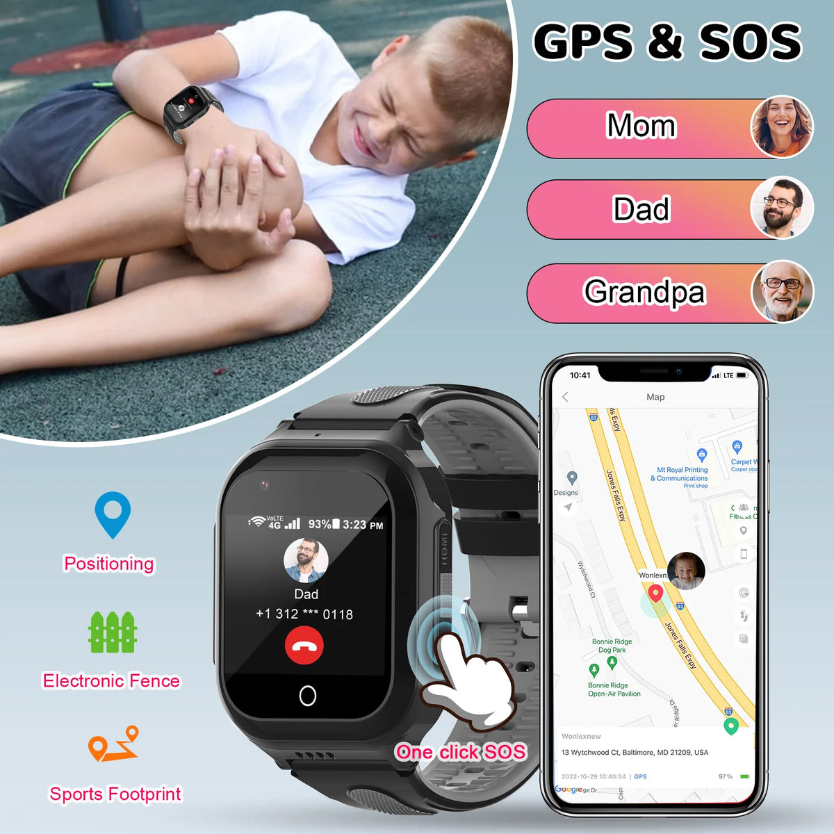 Wonlex Kids Smart Watch 4G GPS WIFI Location Tracker SOS Video Call KT24S Children's Smartwatch IP67 Waterproof Smart Baby Watch