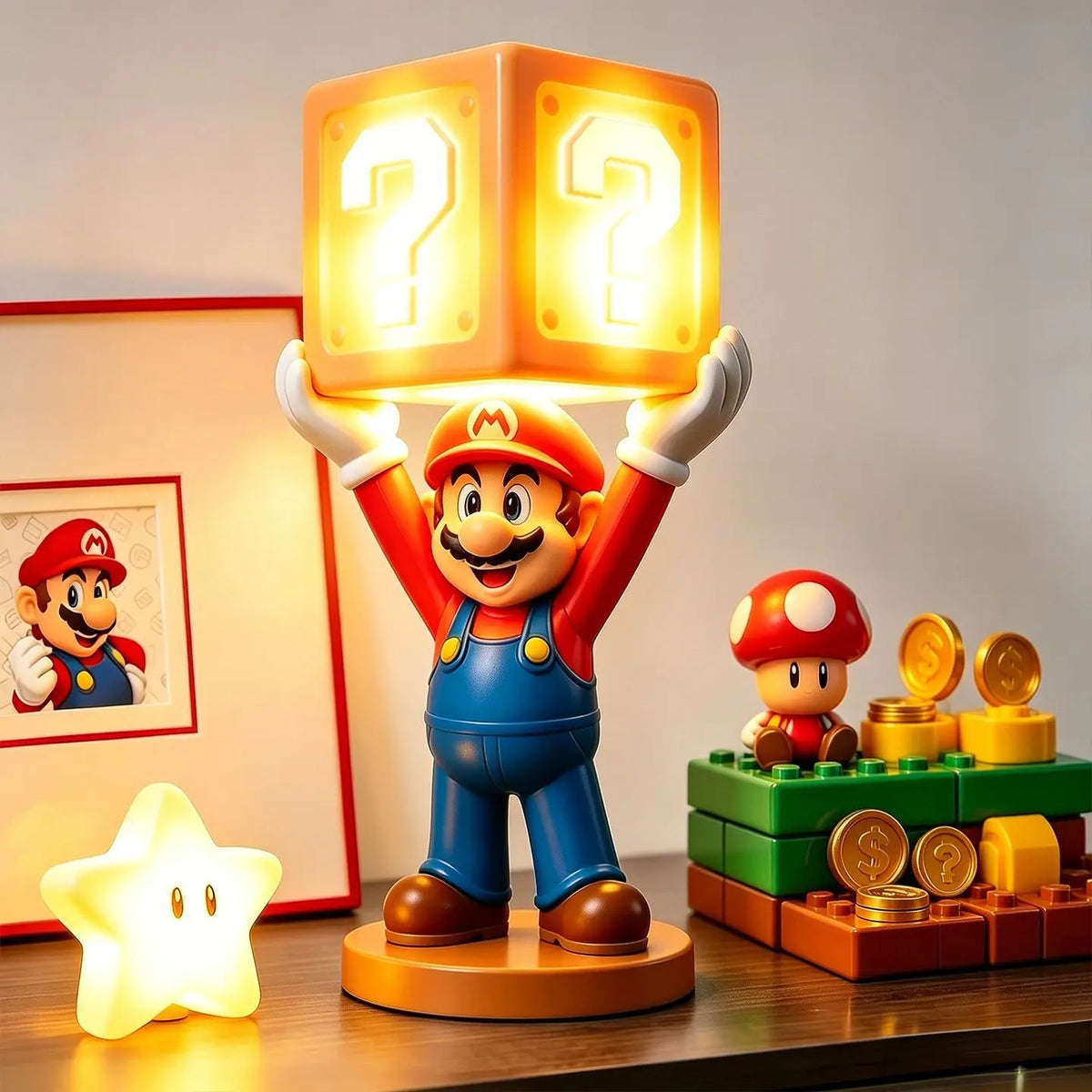 Mario Question Mark Night Light, Kids Figurine Ambient Lamp, Fun Ornament, Soft Bedside Light, Creative Gift
