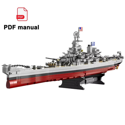 NEW Military Battleship Series Missouri Battleship Crusier Model Building Blocks Bismarck Cruiser Boat Bricks Toys Kids Gifts