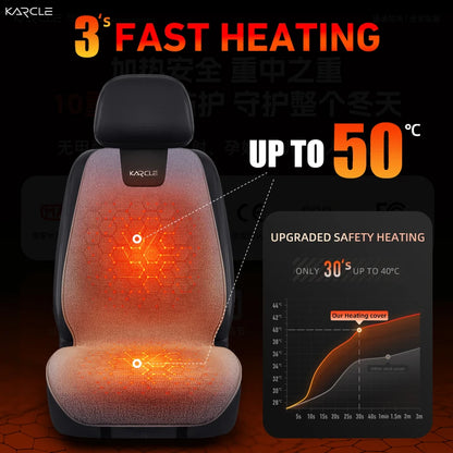 Heated Car Seat Cover Fleece Graphene Fast Car Seat Heater 12/24V Warm Plush Seat Protector Car Heating Mat Winter Seat Cushion