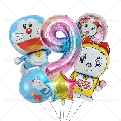 Doraemons Number 1-10 Balloons Girls Boys Birthday Decorations Baby Shower Gender Reveal Balloon Party Supplies Kids Toys Gift