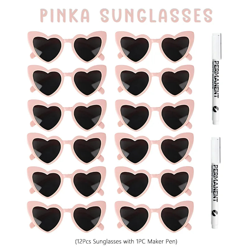 12-100Pcs Wedding Sunglasses for Guests Heart Shaped Sunglasses Bachelorette Party Glasses Bridal Shower Party Favors Photo Prop