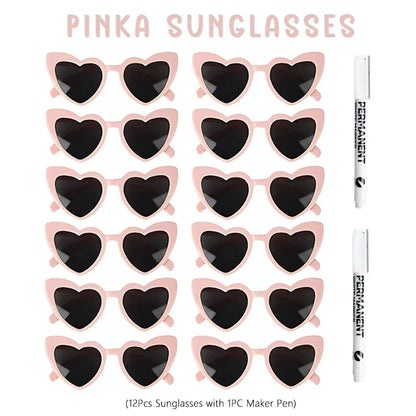 12-100Pcs Wedding Sunglasses for Guests Heart Shaped Sunglasses Bachelorette Party Glasses Bridal Shower Party Favors Photo Prop