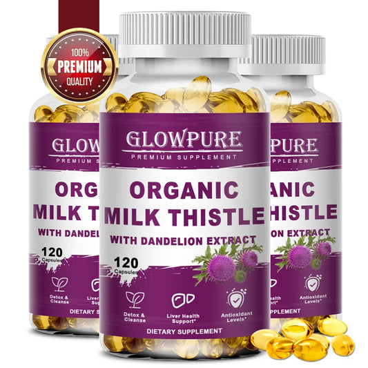 Organic Milk Thistle 9000mg - 30X Concentrated Extract with 80% Silymarin for Liver Cleanse, Detox & Fatty Liver Support