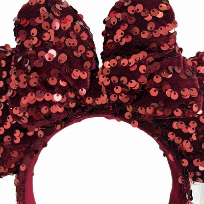 2025 Disney Solid Color Minnie Mouse Ear Headband Large Sequin Hairbands Party Christmas Halloween Cosplay Costume for Girls