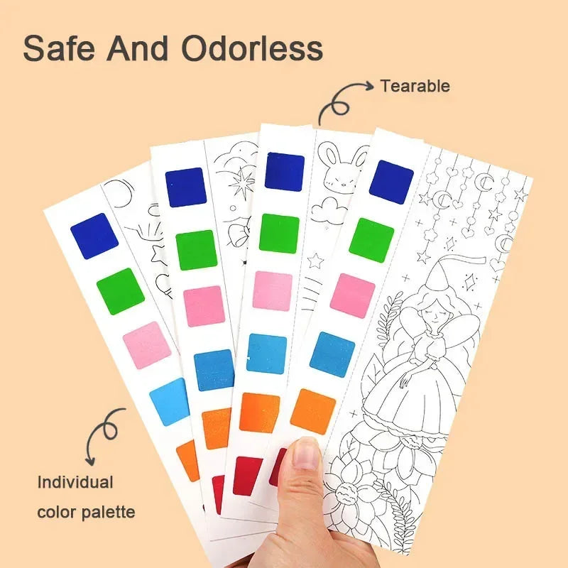 Kids Portable Watercolor Painting Book Paint With Water Brush Gouache Graffiti Picture Coloring Drawing Toys Kindergarten Gifts