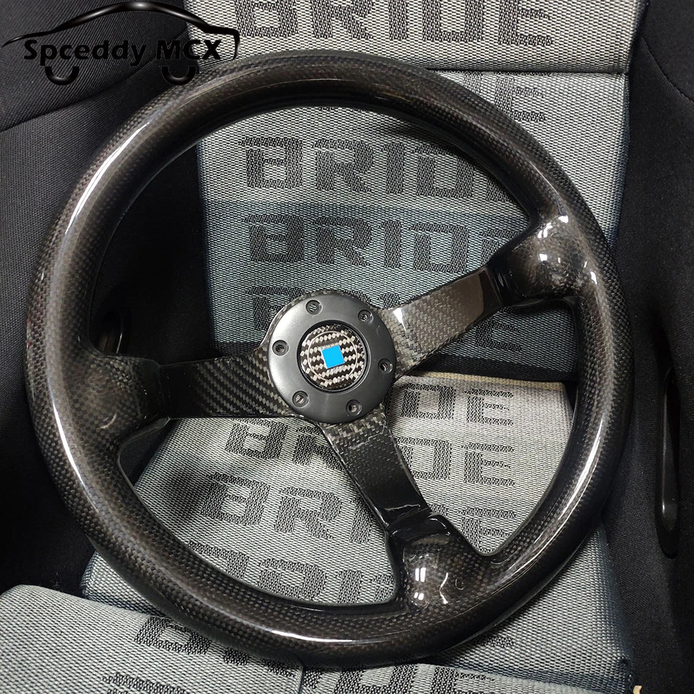Real Carbon Fiber Steering Wheel 14inch 340mm Car Sport Racing Drift Deep Dish Steering Wheel For Toyota BMW MK7 Universal