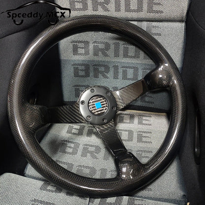 Real Carbon Fiber Steering Wheel 14inch 340mm Car Sport Racing Drift Deep Dish Steering Wheel For Toyota BMW MK7 Universal