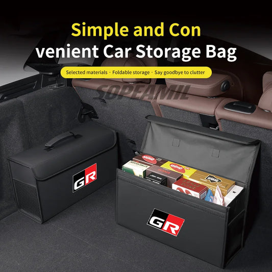 Car Trunk Storage Box Foldable Stowing Tidying Bag For Toyota GR Sport Gazoo Racing Yaris 86 Corolla RAV4 C-HR Camry Hilux Supra