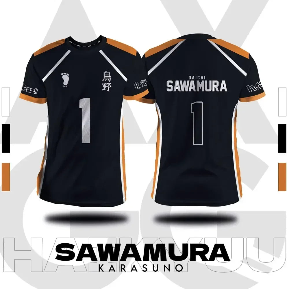 Haikyuu Fukurodani Hinata Cartoon Anime Cosplay Men Jersey Summer Short Sleeve Children Tee Top 2025 New Fashion