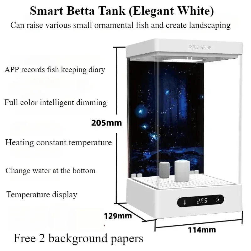 Smart Betta Fish Tank Mini Desktop Aquarium with Constant Heating Thermostatic Full Color LED Light Eco Night Lamp