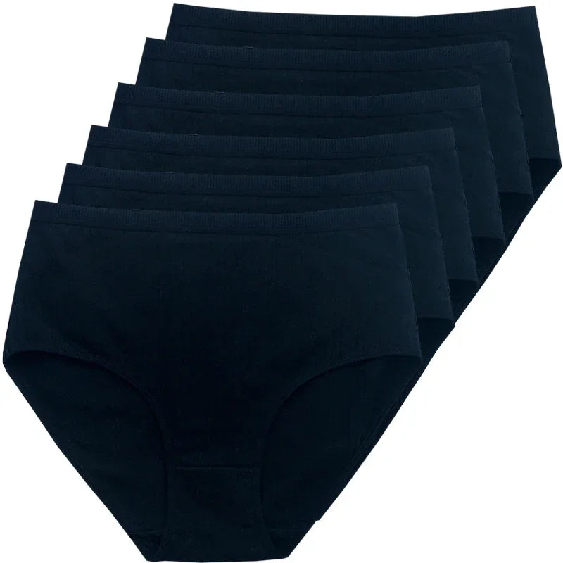 6pcs Cotton Women Panties Lady Plus Size Underwear High Waist Briefs Breathable Solid Color Female Lingerie Shorts