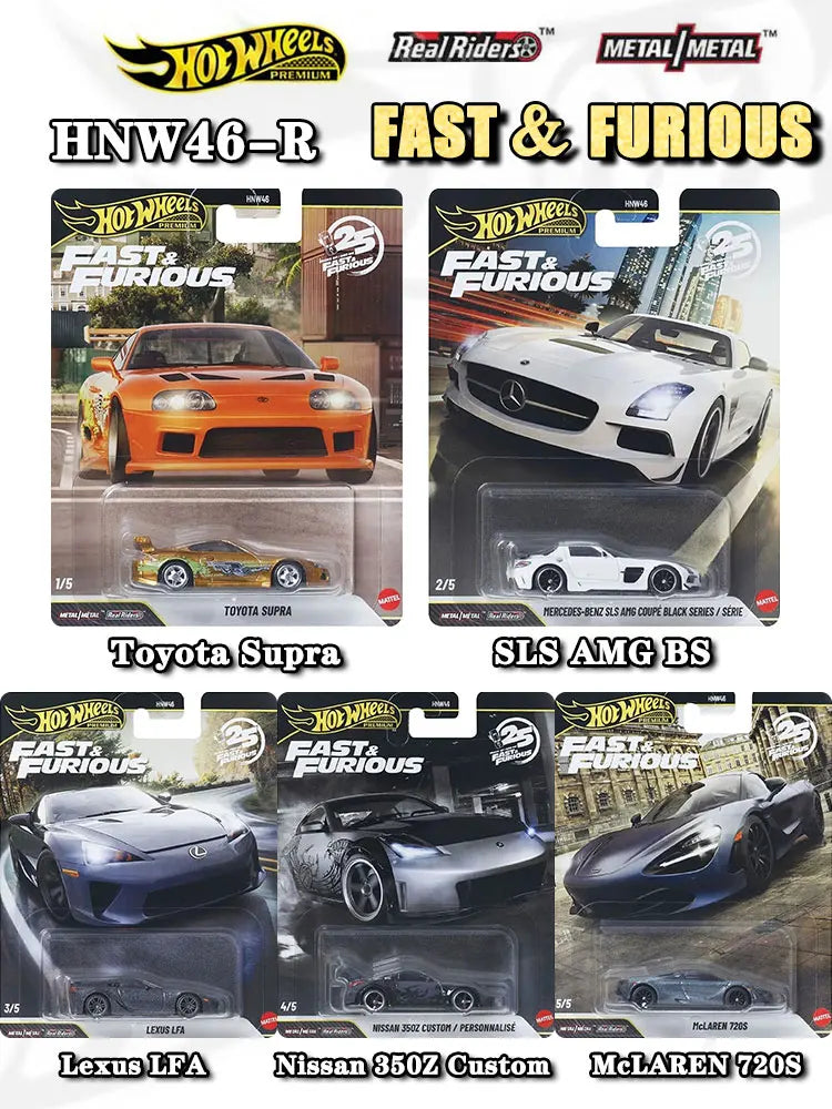 Hot Wheels Fast & Furious Toyota Supra SLS AMG Lexus LFA Nissan 350Z Custom McLaren 720S Premium Alloy Collectible Toy Car Model