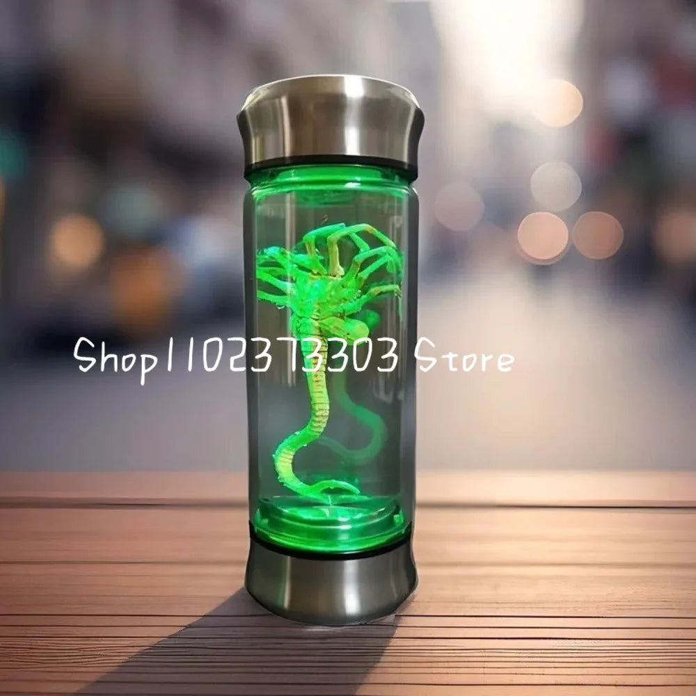 Alien - Themed Specimen Glow Jar - LED Sci-fi Night Light, Mysterious Creature Glass Container Decor for Home Desktop Collection