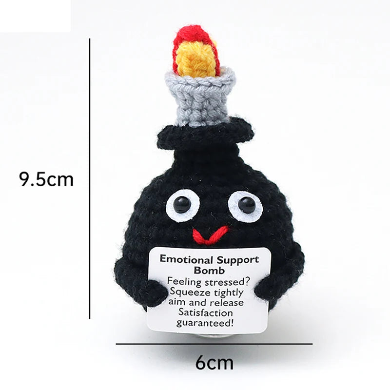 Positive Crochet Handmade Amigurumi Doll Emotional Support Pocket Hug Knit Plant Flower Encouragement Gift for Friends Coworker