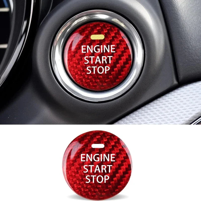 For Mazda 3 6 CX-3 CX-5 CX-9 MX-5 Miata Real Carbon Fiber Car Keyless Engine Start Stop Push Button Cover Sticker Accessories