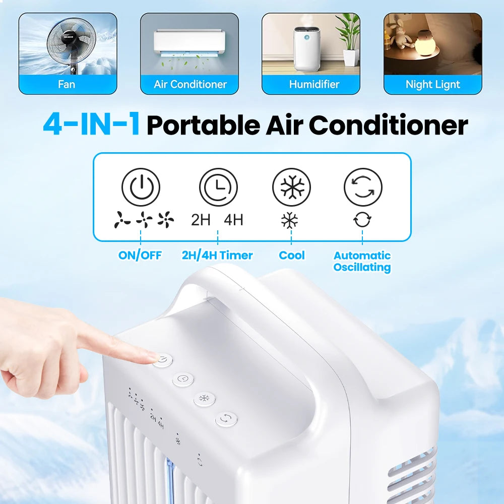 Small Electric Fan with Water and Ice Office Air Conditioning Fan Air-conditioning Fan Desktop USB Portable for Home Bedroom