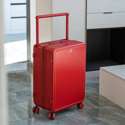 KLQDZMS Suitcase Women's Zipper Boarding Box Men's Aluminum Frame Trolley Case 20"24"26"28 Inch Large Capacity Travel Luggage
