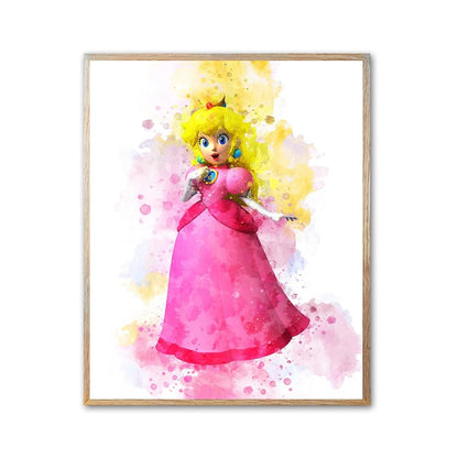 Graffiti Watercolour Art Mario Poster Prints Playroom Canvas Paintings Wall Picture Living Room Kids Bedroom Home Decor Cuadros