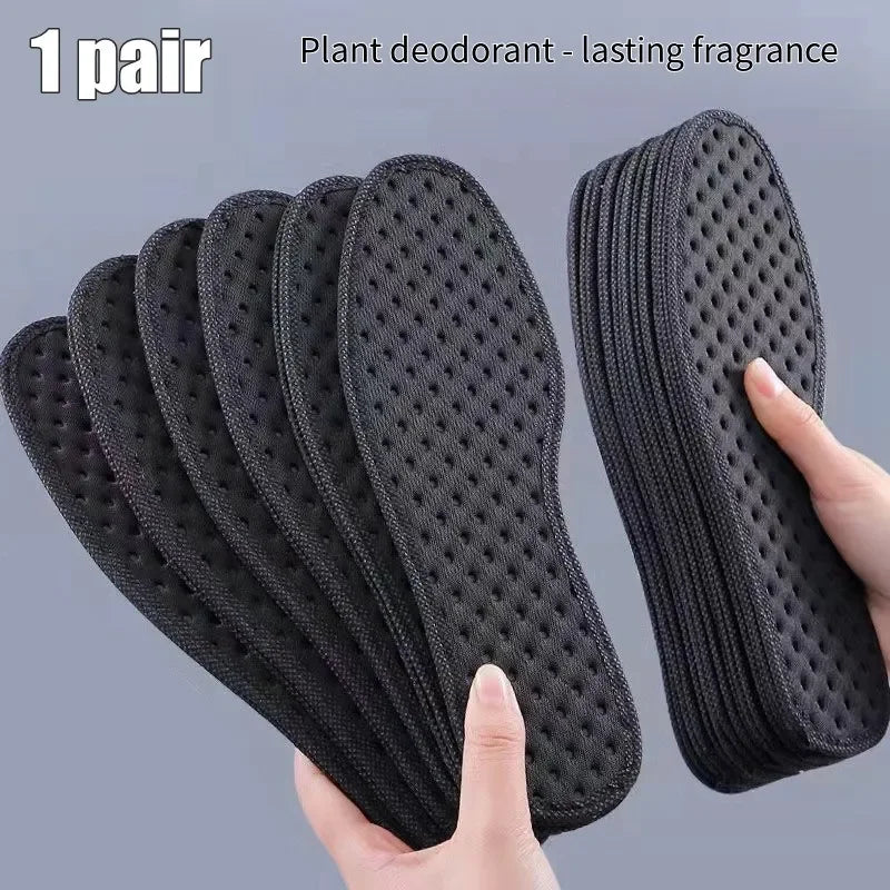 1Pair Bamboo Plant Deodorant Running Sports Insole Charcoal Antibacterial Shoes Insoles for Feet Thick Shock Absorbing Shoe Sole