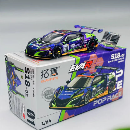 In stock  1:64 S18-04 S18-05 HEC NSX GT3 EVA series alloy die-cast static display car model, adult statue, boy toy