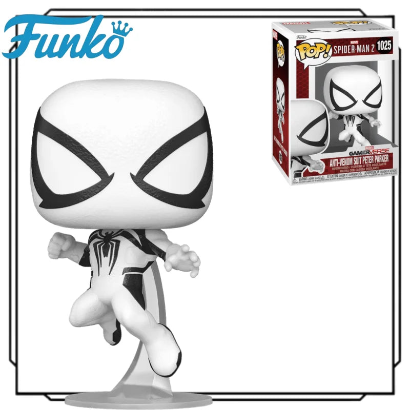Original Funko Pop 1025 Marvel Spider‑Man 2 GamerVerse Anti‑Venom Suit Peter Parker Figure Collectible Model Toy Ornament Gift