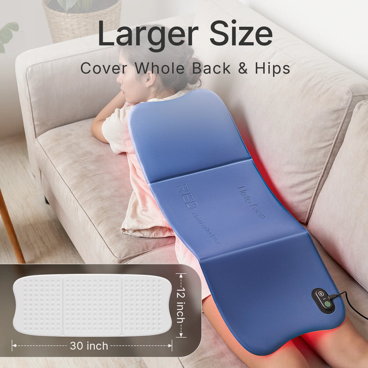 510K/CE Red Light Therapy Pad 660nm 850nm for Body Pain Relief, Large 30x12inch Mat with Timer - Hello Face L7 Tri-Chip
