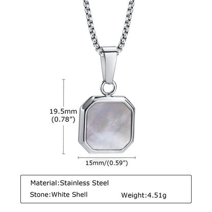 Trendy Pendant Necklaces for Men,Square Natural Stone Stainless Steel Necklaces,Hip Hop Healing Jewelry Gifts for Husband Dad