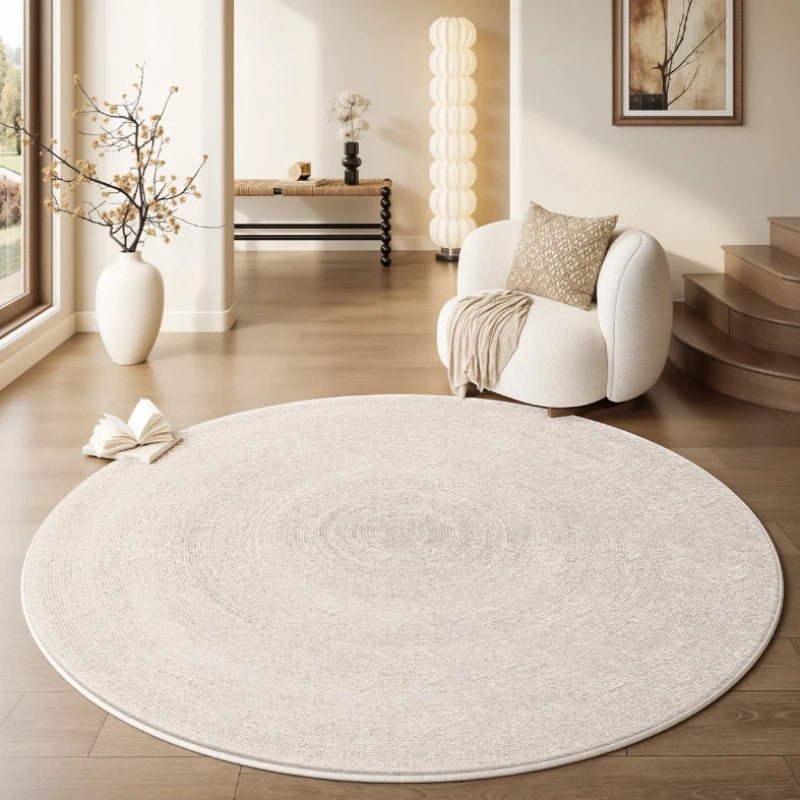 Cream Style Carpets for Living Room Minimalist Bedroom Decor Round Carpet Fluffy Soft Lounge Floor Mat Thick Plush Cloakroom Rug