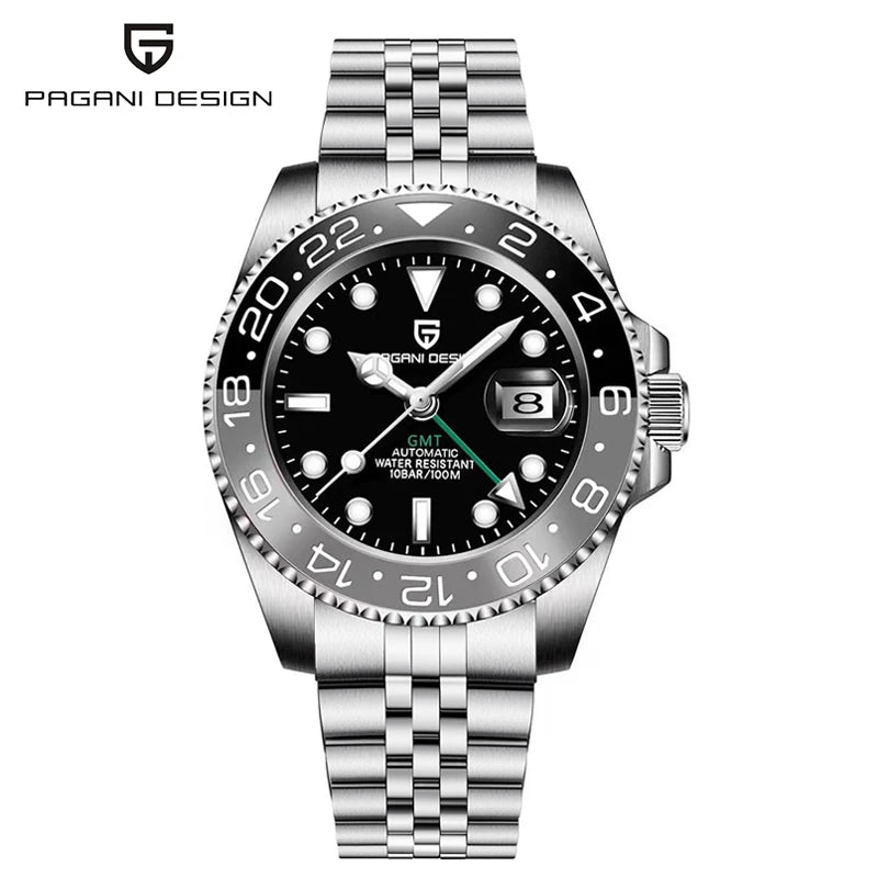 PAGANI DESIGN New Men Watch GMT Mechanical Wristwatch 40mm Automatic Watch Stainless Steel Waterproof Business Watches for Man