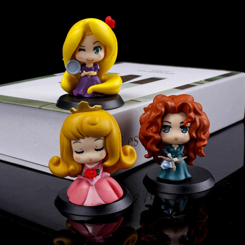 9Pcs/Set Cartoon Princess Mulan Aurora Cinderella Snow White Mermaid Rapunzel Bella PVC Action Figures Toys Christmas Gift