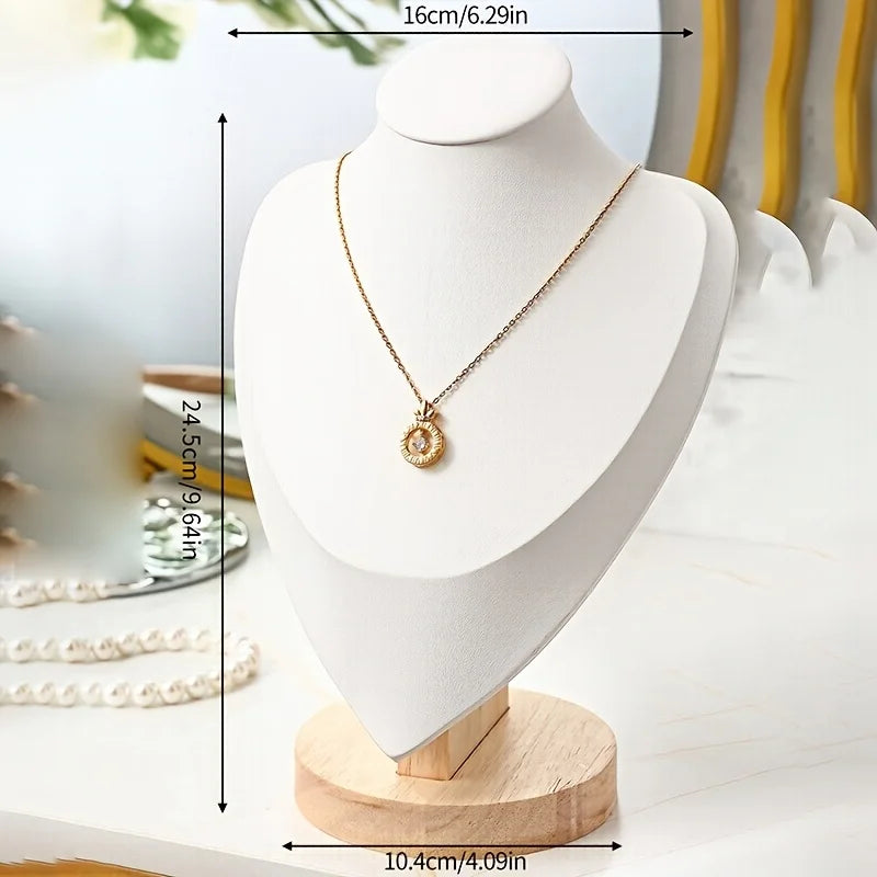 Multicolor Solid Wood Neck Bust Jewelry Display Stand, Necklace & Pendant Holder Organizer, Wooden Mannequin Display Rack for Je