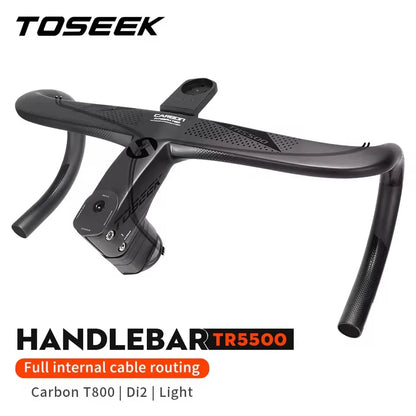 TOSEEK TR5500 T800 Carbon Bicycle Handlebar Road Bike Integrated Handlebar Di2 With Computer Holder Internal Cable Routing