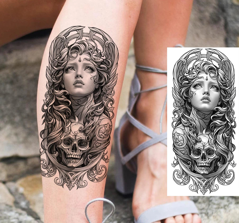 1 Sheets Chicano Prison Gangster Temporary Tattoos For Women Men Adults Fake Tattoo Sticker Water Transfer Self Adhesive Arm Leg