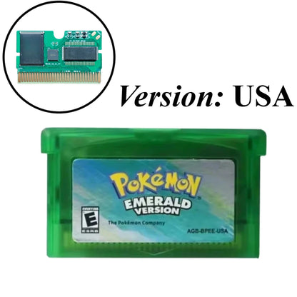 USA Pokémon 32 Bit Video GBA Game Card Bundle English Version Ruby Sapphire Emerald FireRed LeafGreen Gameboy Advance Cartridge